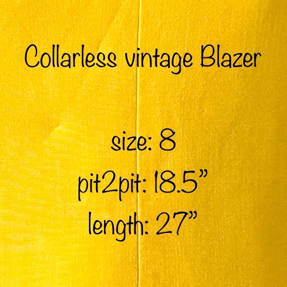 Vintage Collarless Fitted Blazer, modern wood like buttons; sunflower yellow - 8 - Picture 6 of 8